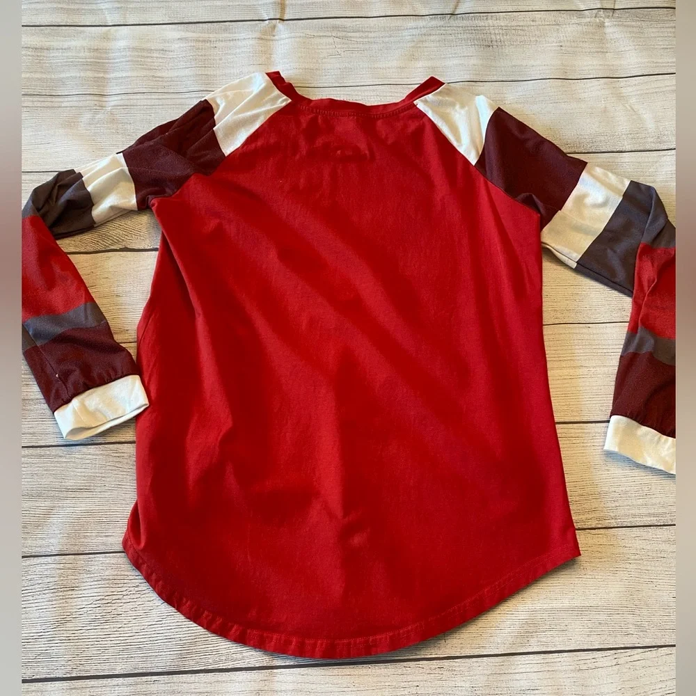 Red Shirt with Stripes on Sleeves - Picture 5 of 8